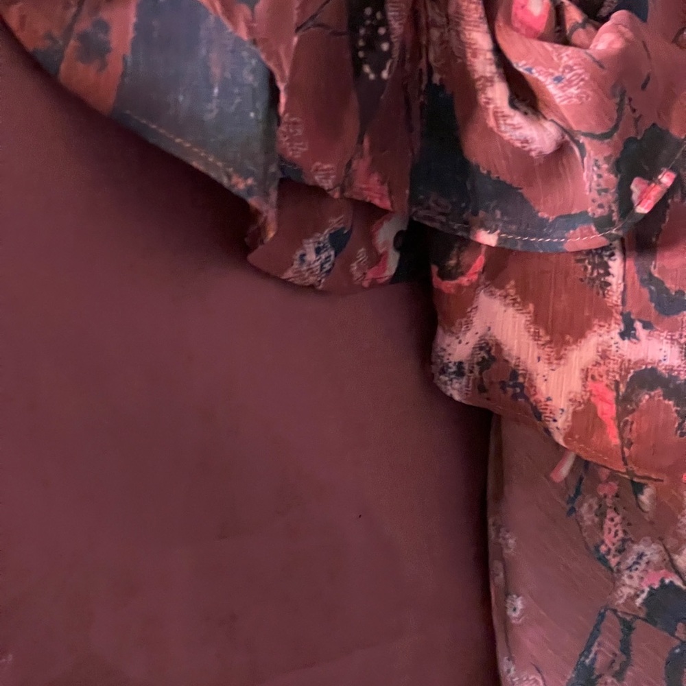 Ted Baker London Verino Floral Mini Dress Ruffle Burgundy Pink Coquette Size 1 - Picture 11 of 13